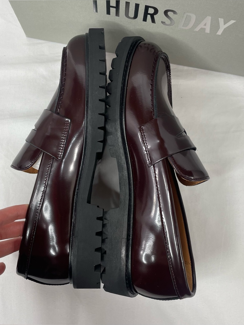 Thursday Boot Co Penny Burgundy Leather Lug Loafers Women’s 9 New - Picture 6 of 10